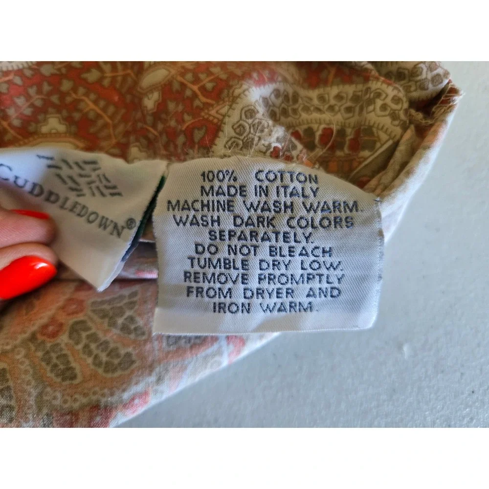 Cuddledown King Duvet Cover Made in Italy 100% Cotton Paisley Coral Grey Button
